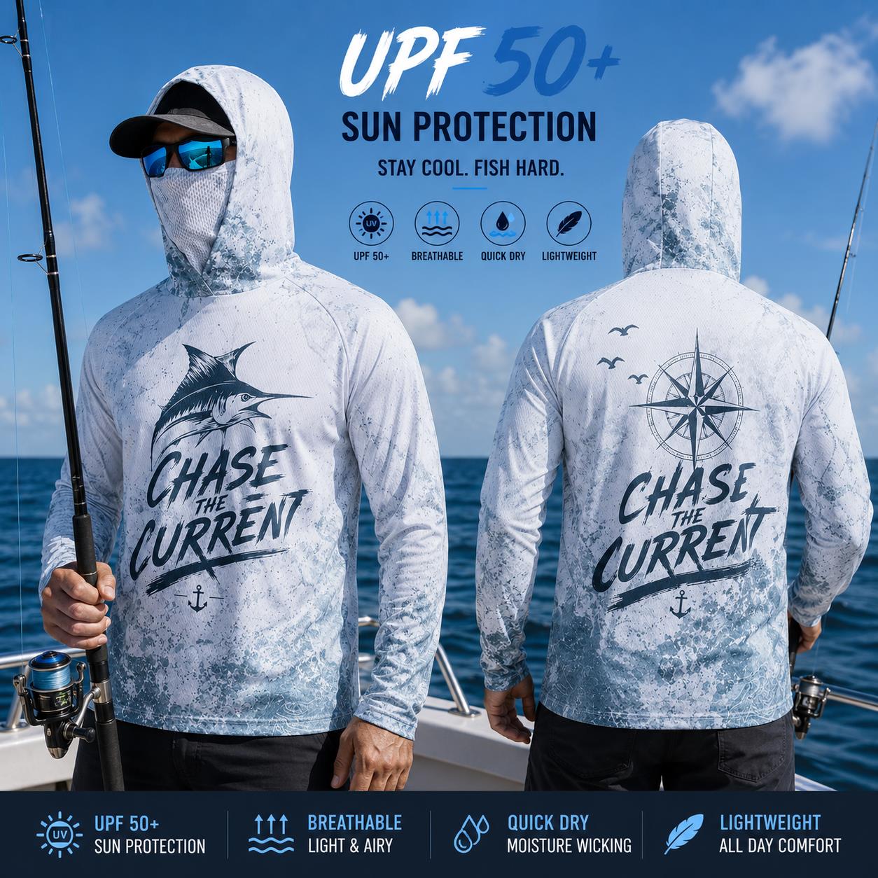 Fishing Hoodie Shirt Men Long  - Fishing Mask Sun Protection recension och pris